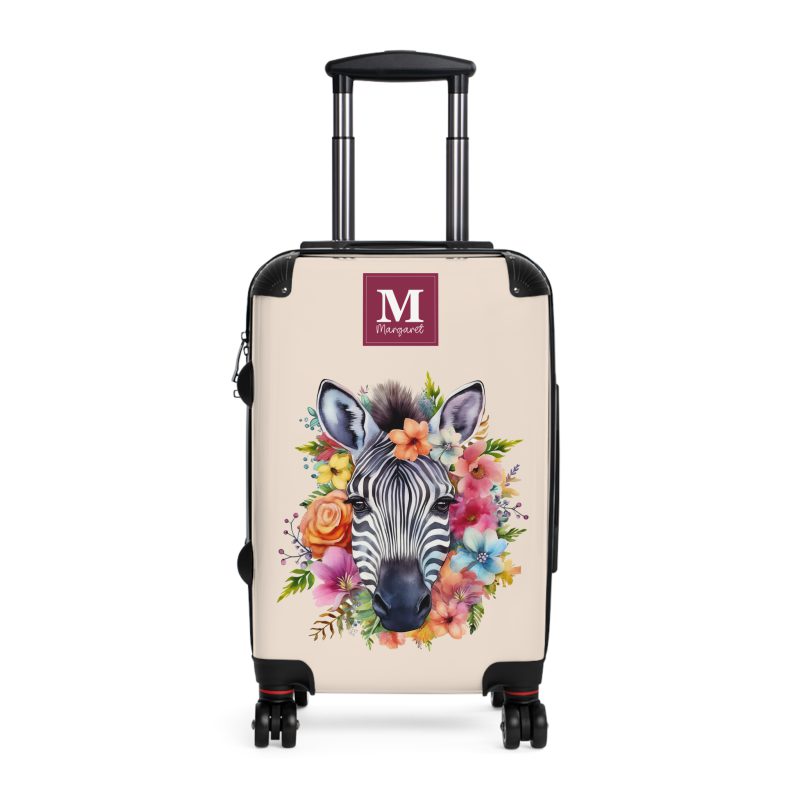 Zebra Custom Suitcase - A unique and personalized travel companion featuring a striking zebra design for a touch of wild elegance.