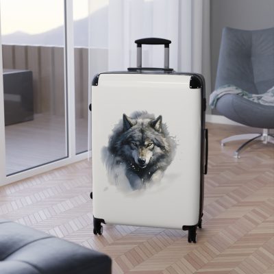 Snowy Wolf Suitcase - Stylish and sturdy luggage featuring a captivating snowy wolf design for your winter journeys.