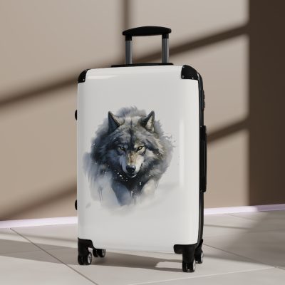 Snowy Wolf Suitcase - Stylish and sturdy luggage featuring a captivating snowy wolf design for your winter journeys.