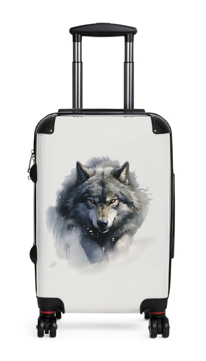 Snowy Wolf Suitcase - Stylish and sturdy luggage featuring a captivating snowy wolf design for your winter journeys.