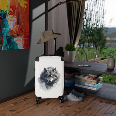 Snowy Wolf Suitcase - Stylish and sturdy luggage featuring a captivating snowy wolf design for your winter journeys.