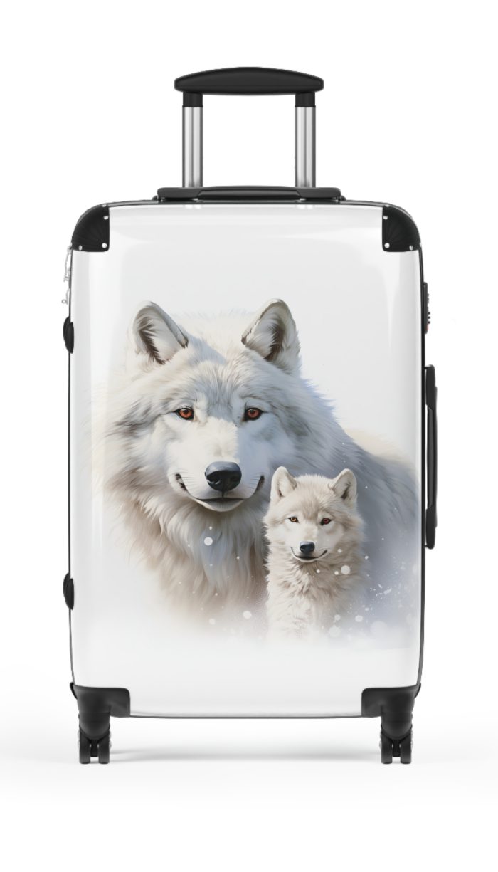 Snowy Wolf Suitcase - Stylish and sturdy luggage featuring a captivating snowy wolf design for your winter journeys.