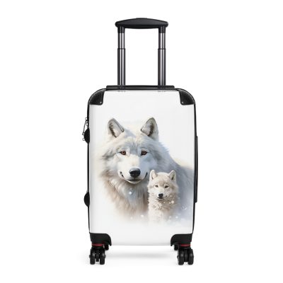 Snowy Wolf Suitcase - Stylish and sturdy luggage featuring a captivating snowy wolf design for your winter journeys.