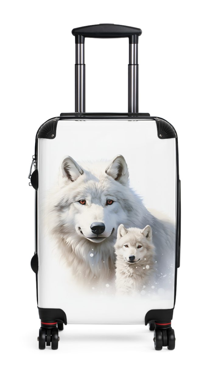 Snowy Wolf Suitcase - Stylish and sturdy luggage featuring a captivating snowy wolf design for your winter journeys.