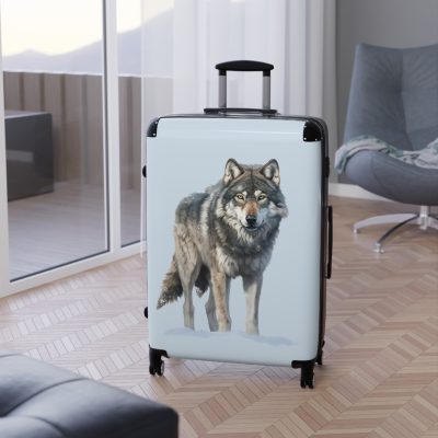 Snowy Wolf Suitcase - Stylish and sturdy luggage featuring a captivating snowy wolf design for your winter journeys.