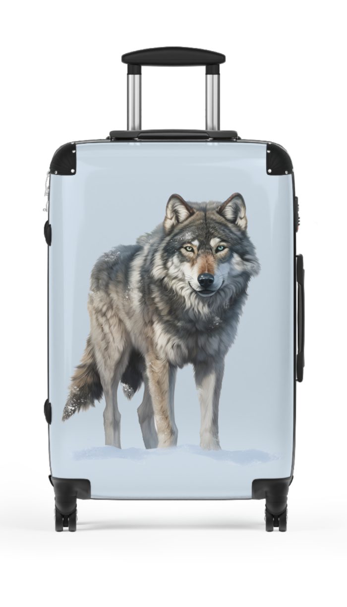 Snowy Wolf Suitcase - Stylish and sturdy luggage featuring a captivating snowy wolf design for your winter journeys.