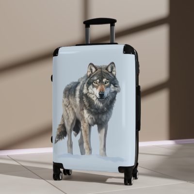 Snowy Wolf Suitcase - Stylish and sturdy luggage featuring a captivating snowy wolf design for your winter journeys.