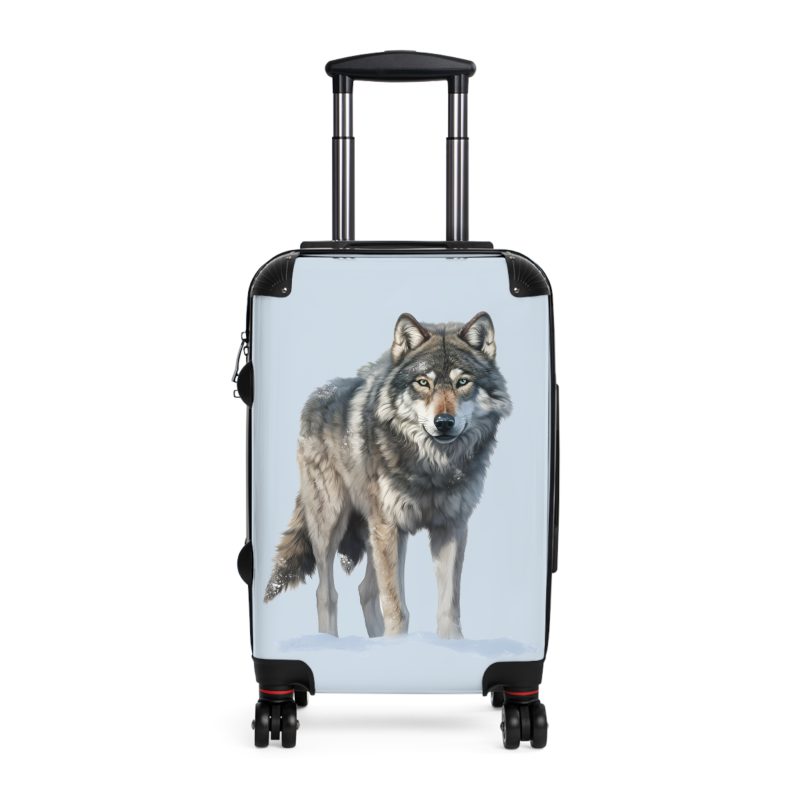 Snowy Wolf Suitcase - Stylish and sturdy luggage featuring a captivating snowy wolf design for your winter journeys.