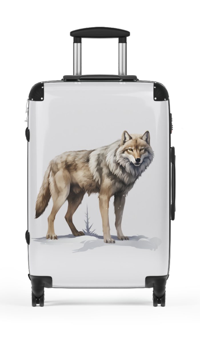 Snowy Wolf Suitcase - Stylish and sturdy luggage featuring a captivating snowy wolf design for your winter journeys.