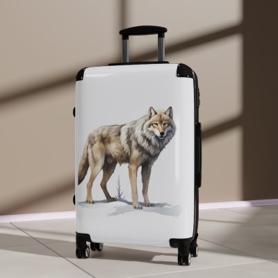 Snowy Wolf Suitcase - Stylish and sturdy luggage featuring a captivating snowy wolf design for your winter journeys.