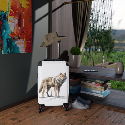 Snowy Wolf Suitcase - Stylish and sturdy luggage featuring a captivating snowy wolf design for your winter journeys.