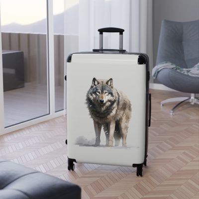 Snowy Wolf Suitcase - Stylish and sturdy luggage featuring a captivating snowy wolf design for your winter journeys.