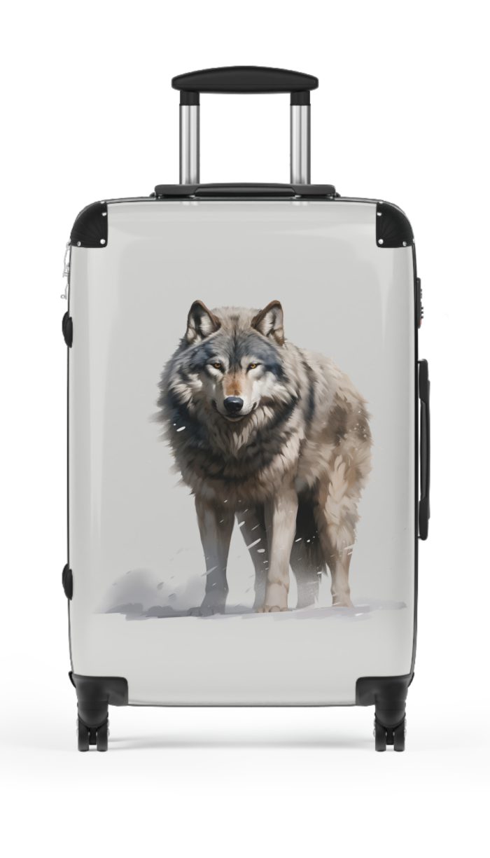 Snowy Wolf Suitcase - Stylish and sturdy luggage featuring a captivating snowy wolf design for your winter journeys.