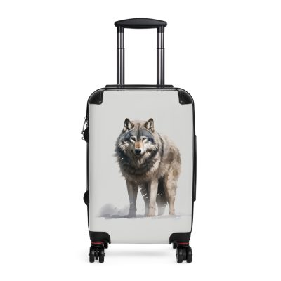 Snowy Wolf Suitcase - Stylish and sturdy luggage featuring a captivating snowy wolf design for your winter journeys.