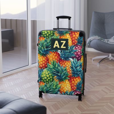 Custom Pineapple Suitcase - A vibrant and personalized travel essential with tropical pineapple design for a stylish journey.