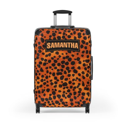 Custom Leopard Print Suitcase - A fashion-forward luggage piece featuring a stylish leopard print for the adventurous and trend-conscious traveler.