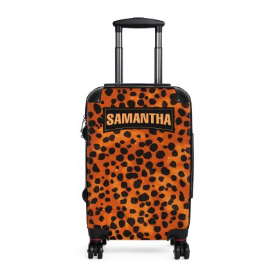 Custom Leopard Print Suitcase - A fashion-forward luggage piece featuring a stylish leopard print for the adventurous and trend-conscious traveler.