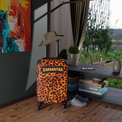 Custom Leopard Print Suitcase - A fashion-forward luggage piece featuring a stylish leopard print for the adventurous and trend-conscious traveler.