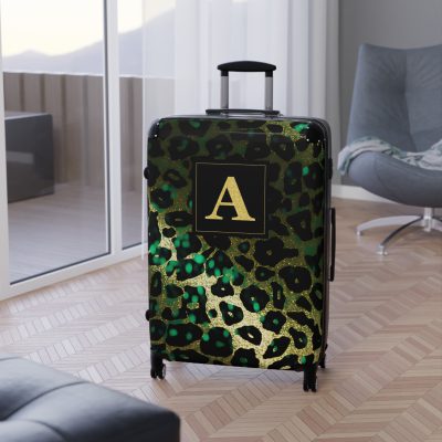 Custom Leopard Print Suitcase - A fashion-forward luggage piece featuring a stylish leopard print for the adventurous and trend-conscious traveler.