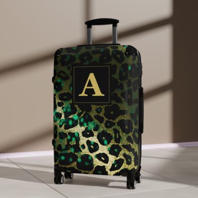 Custom Leopard Print Suitcase - A fashion-forward luggage piece featuring a stylish leopard print for the adventurous and trend-conscious traveler.