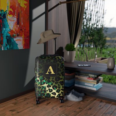 Custom Leopard Print Suitcase - A fashion-forward luggage piece featuring a stylish leopard print for the adventurous and trend-conscious traveler.