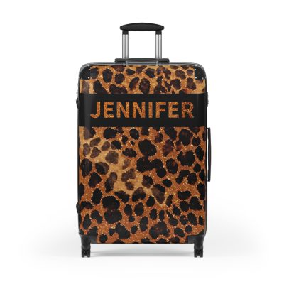 Custom Leopard Print Suitcase - A fashion-forward luggage piece featuring a stylish leopard print for the adventurous and trend-conscious traveler.