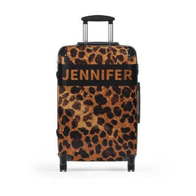 Custom Leopard Print Suitcase - A fashion-forward luggage piece featuring a stylish leopard print for the adventurous and trend-conscious traveler.