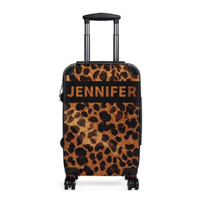 Custom Leopard Print Suitcase - A fashion-forward luggage piece featuring a stylish leopard print for the adventurous and trend-conscious traveler.