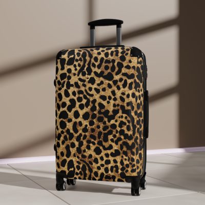 Leopard Print Suitcase - A stylish and versatile travel companion adorned with a captivating leopard print pattern for the fashion-forward explorer.