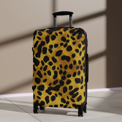 Leopard Print Suitcase - A stylish and versatile travel companion adorned with a captivating leopard print pattern for the fashion-forward explorer.