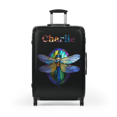 Dragonfly Custom Suitcase - A personalized travel essential adorned with delicate dragonfly motifs, seamlessly blending style and functionality.