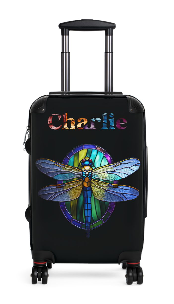 Dragonfly Custom Suitcase - A personalized travel essential adorned with delicate dragonfly motifs, seamlessly blending style and functionality.