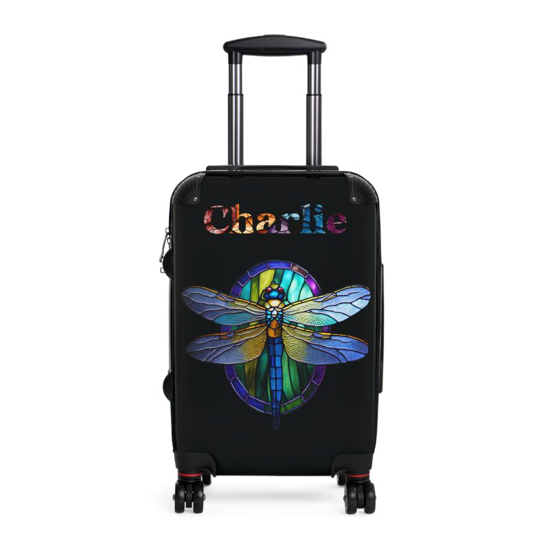 Dragonfly Custom Suitcase - A personalized travel essential adorned with delicate dragonfly motifs, seamlessly blending style and functionality.