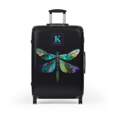 Dragonfly Custom Suitcase - A personalized travel essential adorned with delicate dragonfly motifs, seamlessly blending style and functionality.