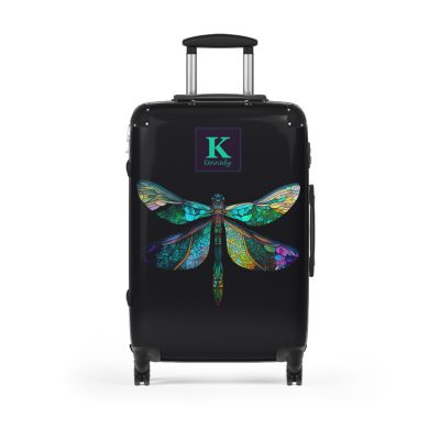 Dragonfly Custom Suitcase - A personalized travel essential adorned with delicate dragonfly motifs, seamlessly blending style and functionality.