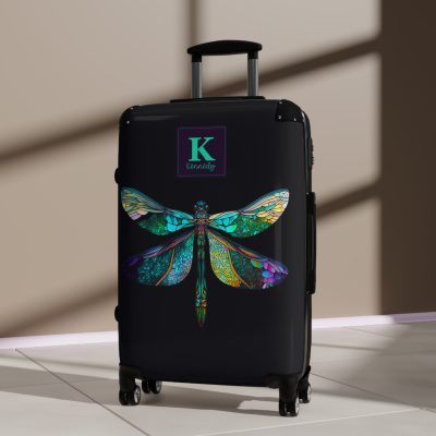 Dragonfly Custom Suitcase - A personalized travel essential adorned with delicate dragonfly motifs, seamlessly blending style and functionality.