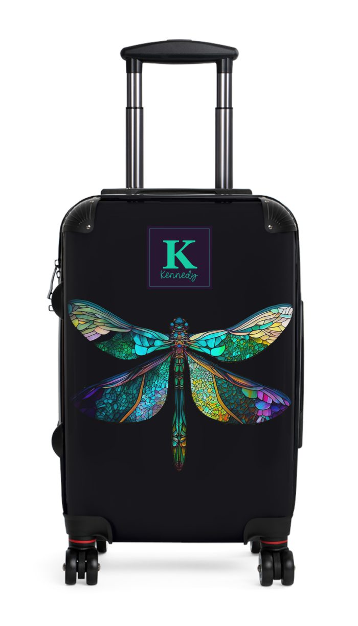 Dragonfly Custom Suitcase - A personalized travel essential adorned with delicate dragonfly motifs, seamlessly blending style and functionality.