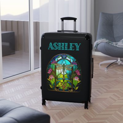 Dragonfly Custom Suitcase - A personalized travel essential adorned with delicate dragonfly motifs, seamlessly blending style and functionality.