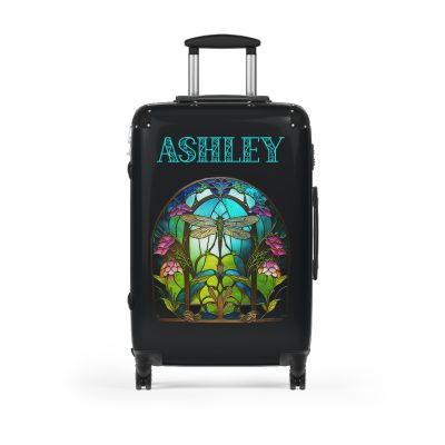 Dragonfly Custom Suitcase - A personalized travel essential adorned with delicate dragonfly motifs, seamlessly blending style and functionality.