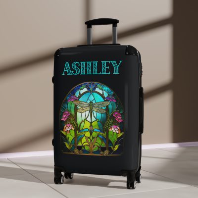 Dragonfly Custom Suitcase - A personalized travel essential adorned with delicate dragonfly motifs, seamlessly blending style and functionality.