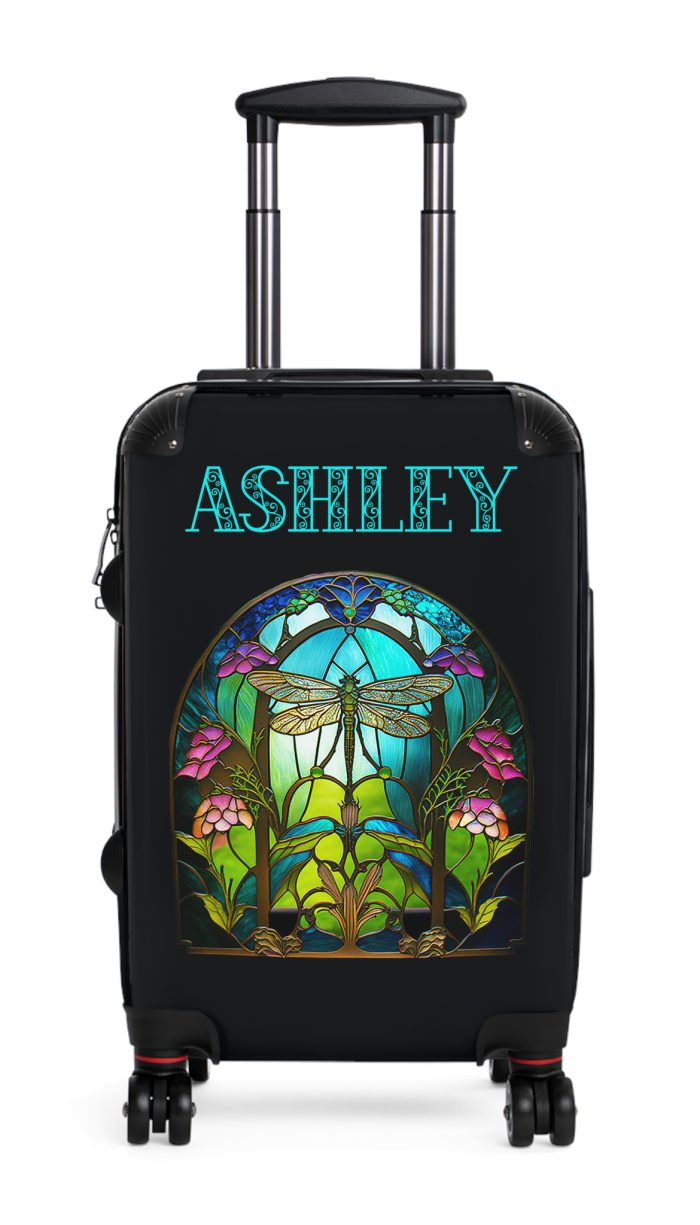 Dragonfly Custom Suitcase - A personalized travel essential adorned with delicate dragonfly motifs, seamlessly blending style and functionality.