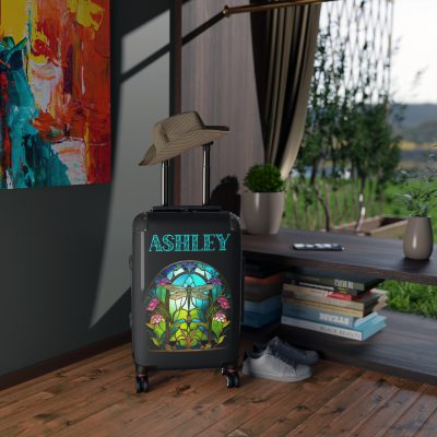 Dragonfly Custom Suitcase - A personalized travel essential adorned with delicate dragonfly motifs, seamlessly blending style and functionality.