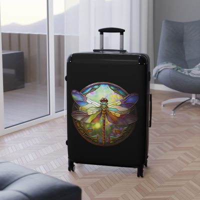 Dragonfly Suitcase - A chic travel essential adorned with delightful ladybugs, blending style and functionality for your journeys.