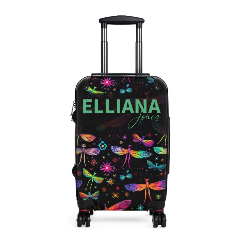 Dragonfly Custom Suitcase - A personalized travel essential adorned with delicate dragonfly motifs, seamlessly blending style and functionality.