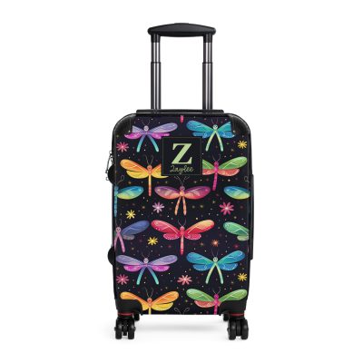 Dragonfly Custom Suitcase - A personalized travel essential adorned with delicate dragonfly motifs, seamlessly blending style and functionality.