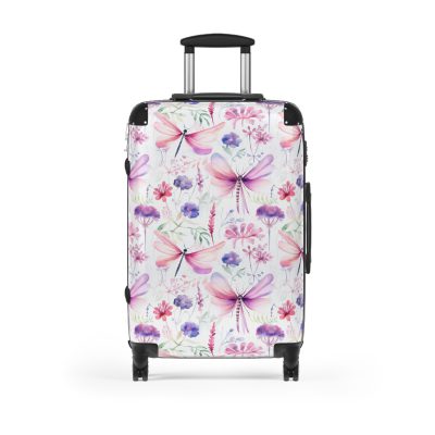 Floral Dragonfly Suitcase - A travel companion showcasing exquisite dragonfly and floral motifs, seamlessly blending elegance and functionality.