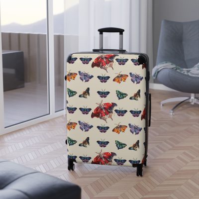 Mystical Moth Suitcase - A travel companion adorned with enchanting moth motifs, blending style with convenience for a magical journey.