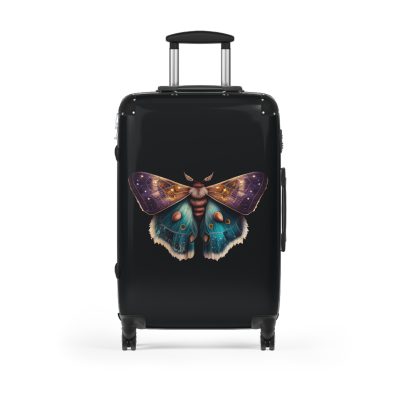 Mystical Moth Suitcase - A travel companion adorned with enchanting moth motifs, blending style with convenience for a magical journey.