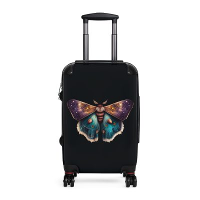 Mystical Moth Suitcase - A travel companion adorned with enchanting moth motifs, blending style with convenience for a magical journey.