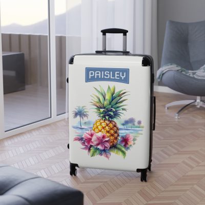 Custom Hawaiian Pineapple Suitcase - Stylish and durable travel companion featuring a unique pineapple design for a touch of tropical luxury.